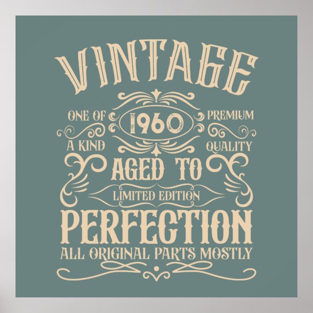 Personalized vintage birthday whiskey party poster (Front)