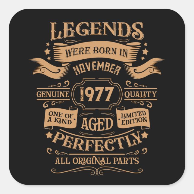 Personalized vintage birthday whiskey themed square sticker (Front)