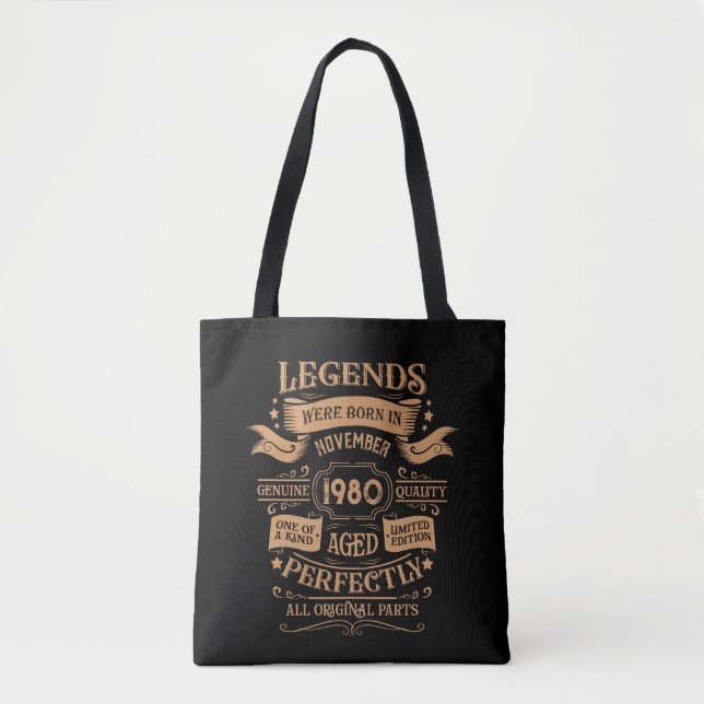 Personalized vintage birthday whiskey themed tote bag (Front)