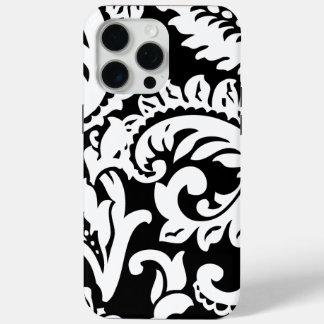 Personalized Vintage Black Damask iPhone 15 Pro Max Case