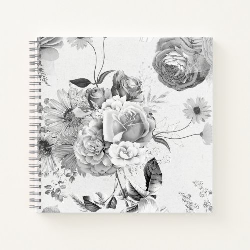 Personalized Vintage Black Floral Collage Notebook