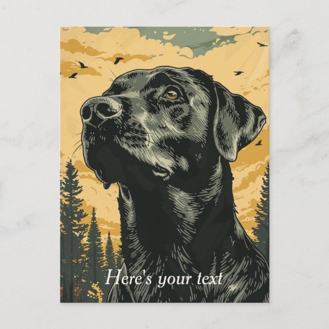 Personalized  Vintage Black Labrador Posters Postcard (Front)