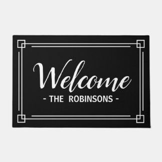 Personalized Vintage Black Script Doormat