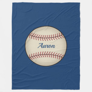 Personalized Vintage Blue Baseball Blanket Gift