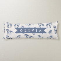 Personalized Vintage Blue Horse Classic Country Body Pillow