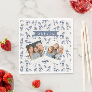 Personalized Vintage Blue Horse Classic Country Napkins