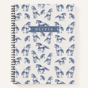 Personalized Vintage Blue Horse Classic Country Notebook