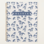 Personalized Vintage Blue Horse Classic Country Planner<br><div class="desc">Classic horse drawings have a timeless quality that makes them feel good. This personalized antique horse collection perfectly captures that sensation. It has intricate blue equine sketches on a soft neutral background that looks both classic and elegant. This design is inspired by old book images and classic country style. It...</div>