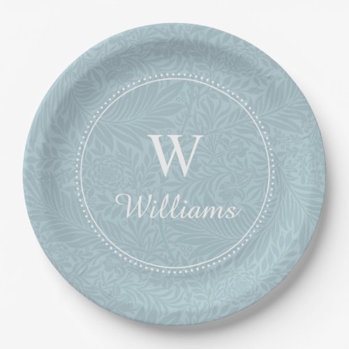 Personalized Vintage Blue Larkspur Flower Paper Plates