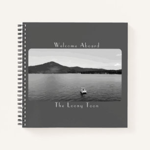 Personalized Vintage Boat Decor Gray Guestbook Notebook