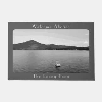 Personalized Vintage Boat Decor Gray Pontoon Doormat