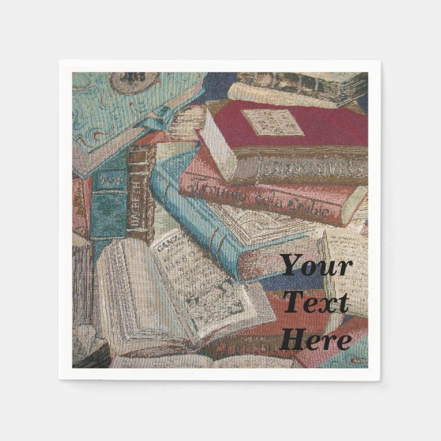 Personalized Vintage Books Background Napkins (Front)