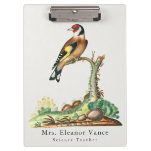 Personalized Vintage Botanical Bird Teacher Clipboard
