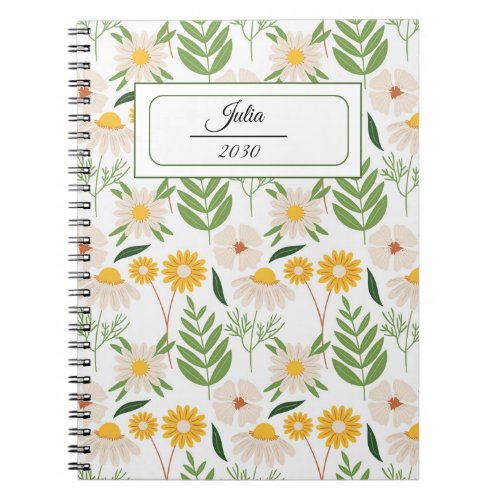 Personalized Vintage Botanical Floral Pattern Notebook