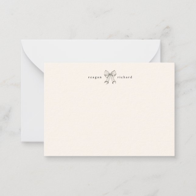 Personalized Vintage Bow Stationery Note Card (Front)
