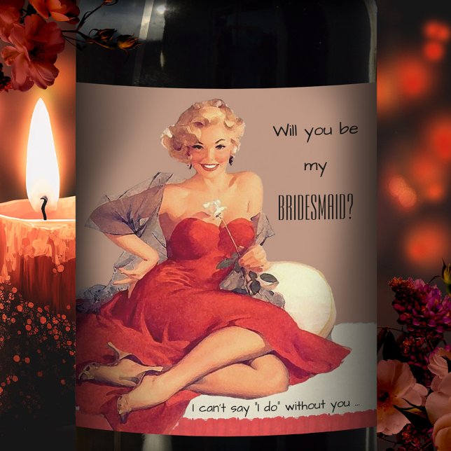 Personalized Vintage Bridesmaid Wine Label (Creator Uploaded)