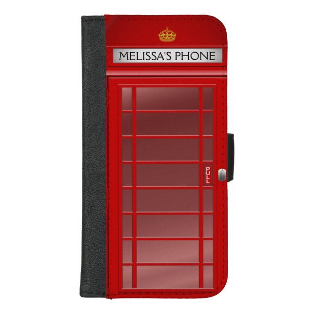 Personalized Vintage British Telephone Booth iPhone Wallet Case (Front)