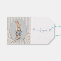 Personalized Vintage Bunny Boy Thank You Gift Tags