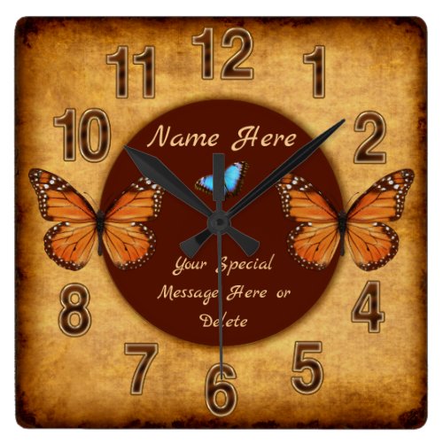 Personalized Vintage Butterfly Wall Clock