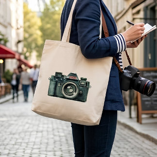 Personalized Vintage Camera Tote Bag