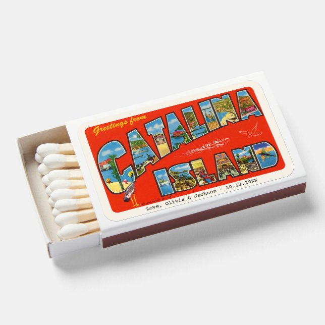 Personalized Vintage Catalina Island Matchboxes (Front Open)