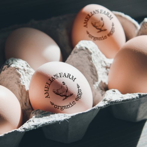 Personalized Vintage Chicken Egg Rubber Stamp