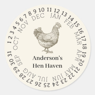 Personalized vintage chicken farm classic round sticker