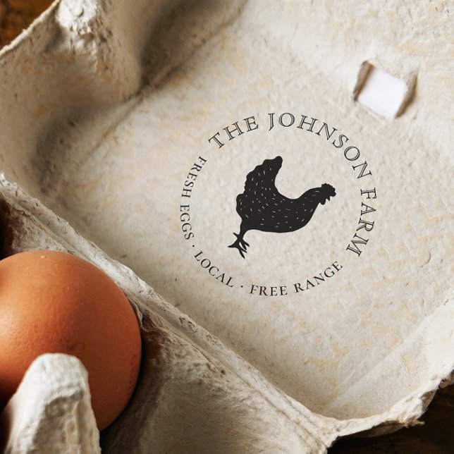 Personalized Vintage Chicken Farm Egg Self-inking Stamp (Rubber Stamp Mock-up)