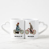 Personalized Vintage Children on Bicycles Coffee Mug Set (Back Nesting)