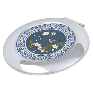 Personalized Vintage Chinoiserie Bird-flower Art Compact Mirror