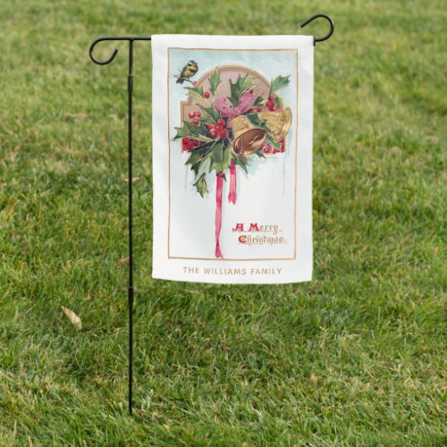 Personalized Vintage Christmas Bells  Holly Garden Flag