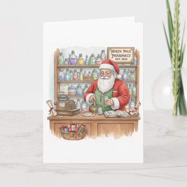 Personalized Vintage Christmas Card for Pharmacist (Front)