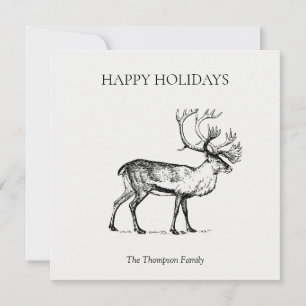 Personalized Vintage Christmas Deer Happy Holidays Holiday Card