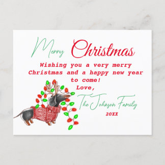 Personalized Vintage Christmas Doxie Postcard