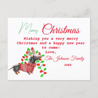 Personalized Vintage Christmas Doxie Postcard