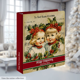 Personalized Vintage Christmas Kids Ring Binder