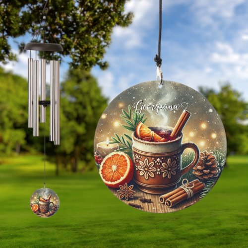Personalized Vintage Christmas Market Mulled Wine Wind Chime