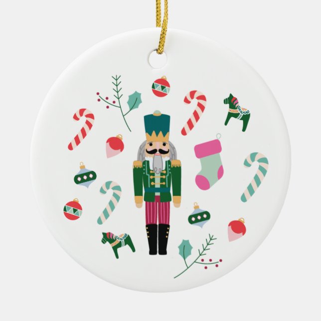 Personalized Vintage Christmas Nutcracker Ceramic Ornament (Front)