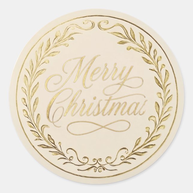 Personalized Vintage Christmas Stickers | Gold  (Front)