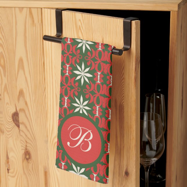 Personalized Vintage Christmas/winter patterned  Kitchen Towel (Thirds Fold)