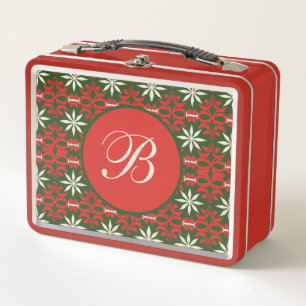 Personalized Vintage Christmas/winter patterned Metal Lunch Box