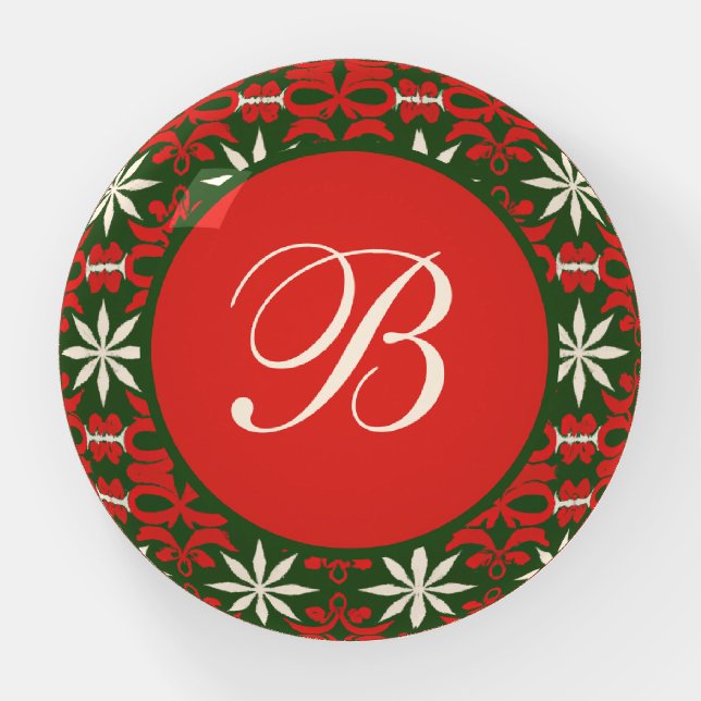 Personalized Vintage Christmas/winter patterned  Paperweight (Front)