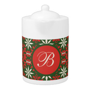Personalized Vintage Christmas/winter patterned Teapot