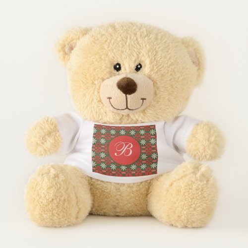 Personalized Vintage Christmaswinter patterned   Teddy Bear