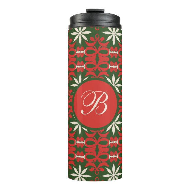 Personalized Vintage Christmas/winter patterned  Thermal Tumbler (Front)