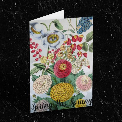 Personalized Vintage Chrysanthemum Poppy Lilac Card