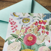 Personalized Vintage Chrysanthemum Poppy Lilac