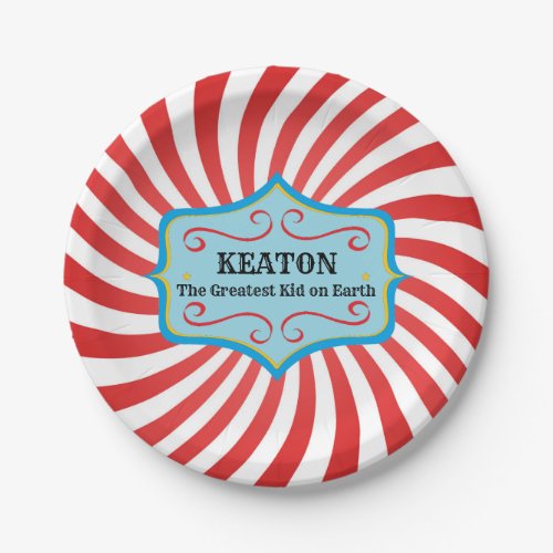 Personalized Vintage Circus Party Plates