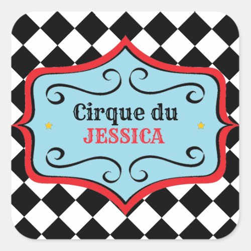 Personalized Vintage Circus Party Stickers