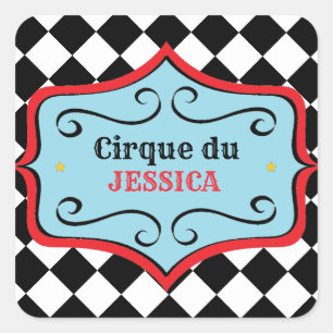 Personalized Vintage Circus Party Stickers